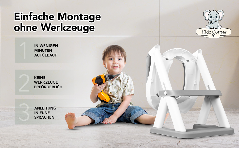 Дитячий унітаз-сходи KidzCorner з регульованою висотою, складаний, для привчання до горщика та як підніжка