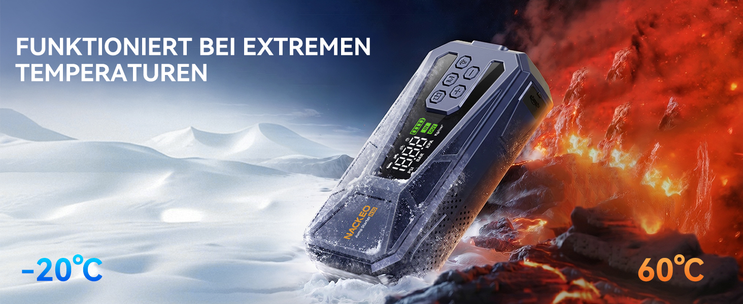 Пусковий пристрій (бустер) 8000A з компресором 160 PSI, Powerbank 12V для бензинових та дизельних двигунів до 12.0L, портативний стартер з LED-ліхтарем 600LM та кабелями