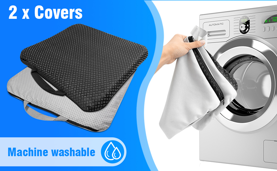 Ортопедична гелева подушка для сидіння з подвійним шаром та протиковзаючим чохлом, дихаюча подушка на стілець для офісу, авто, візка (Чорна)