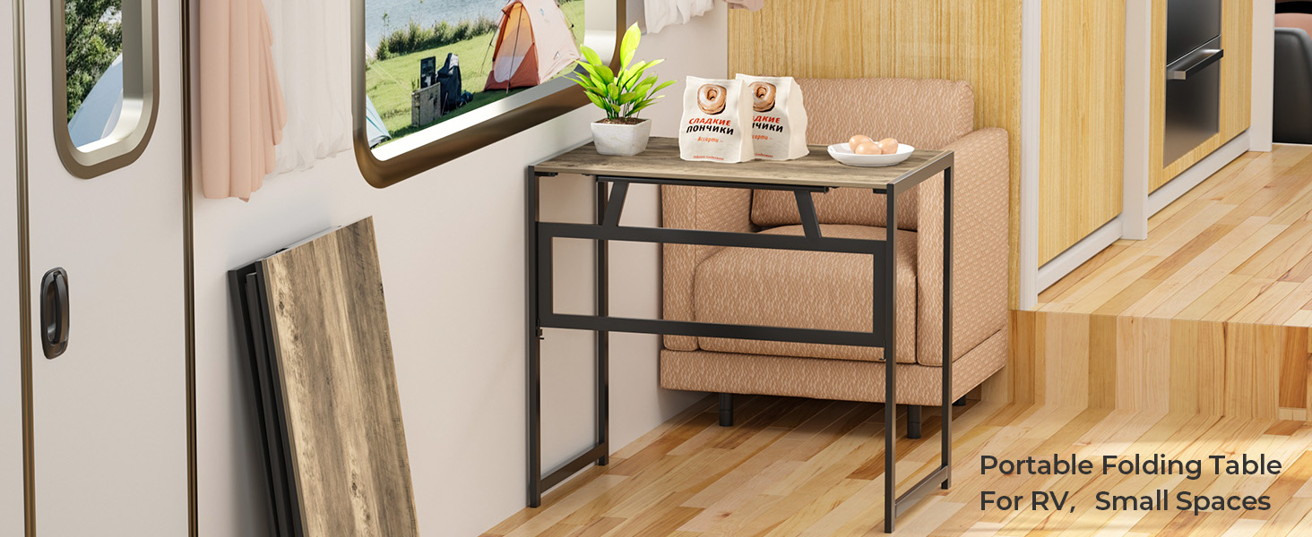 Складний стіл GreenForest 80x48 см для дому, офісу та саду, дуб пісочний - економія місця