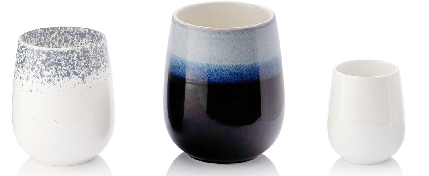 Набір кавових чашок Sänger Siena (6 шт.) з порцеляни, 215 мл, ручної роботи, преміум-якість, для кави та чаю, можна мити в посудомийній машині та використовувати в мікрохвильовій печі