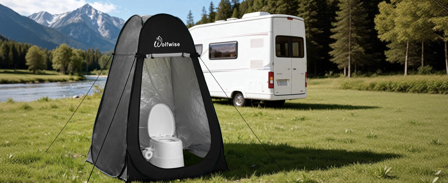 Складана душова кабіна-намет WolfWise для кемпінгу та переодягання, водонепроникний приватний намет-туалет з UV-захистом, 120x190 см, зелений/синій