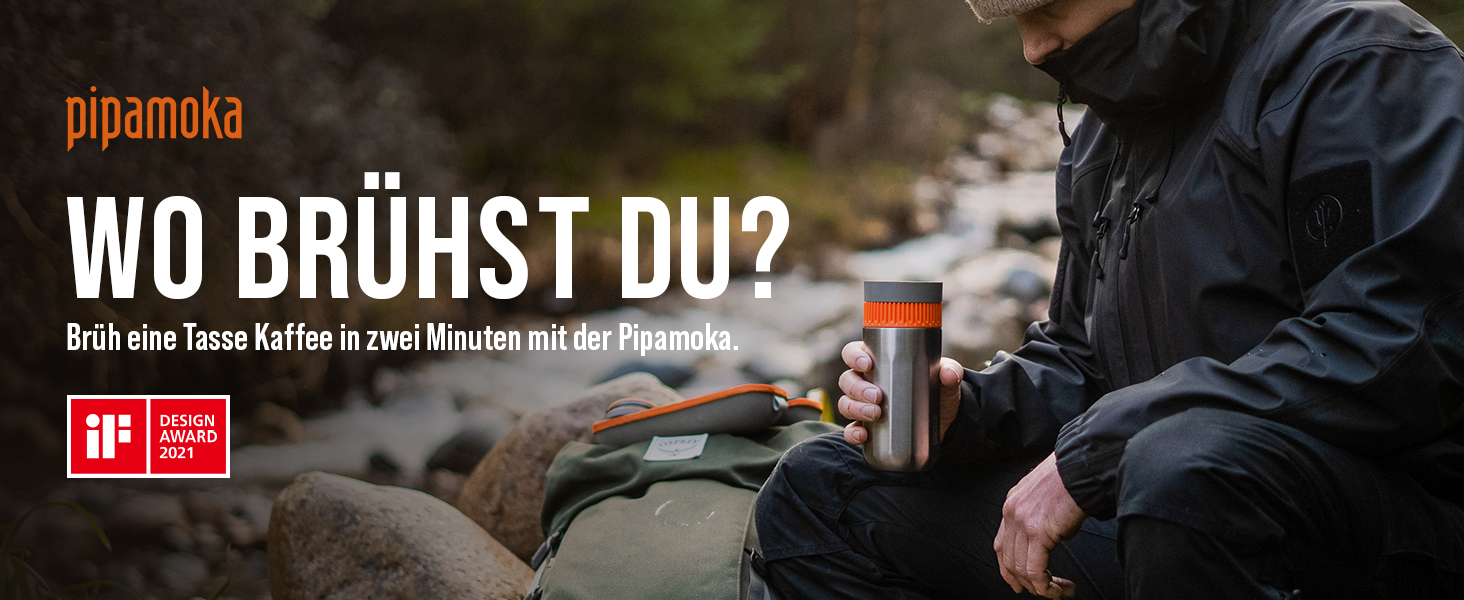 WACACO Pipamoka - портативна кавомашина для подорожей, ручна, з нержавіючої сталі, 300 мл