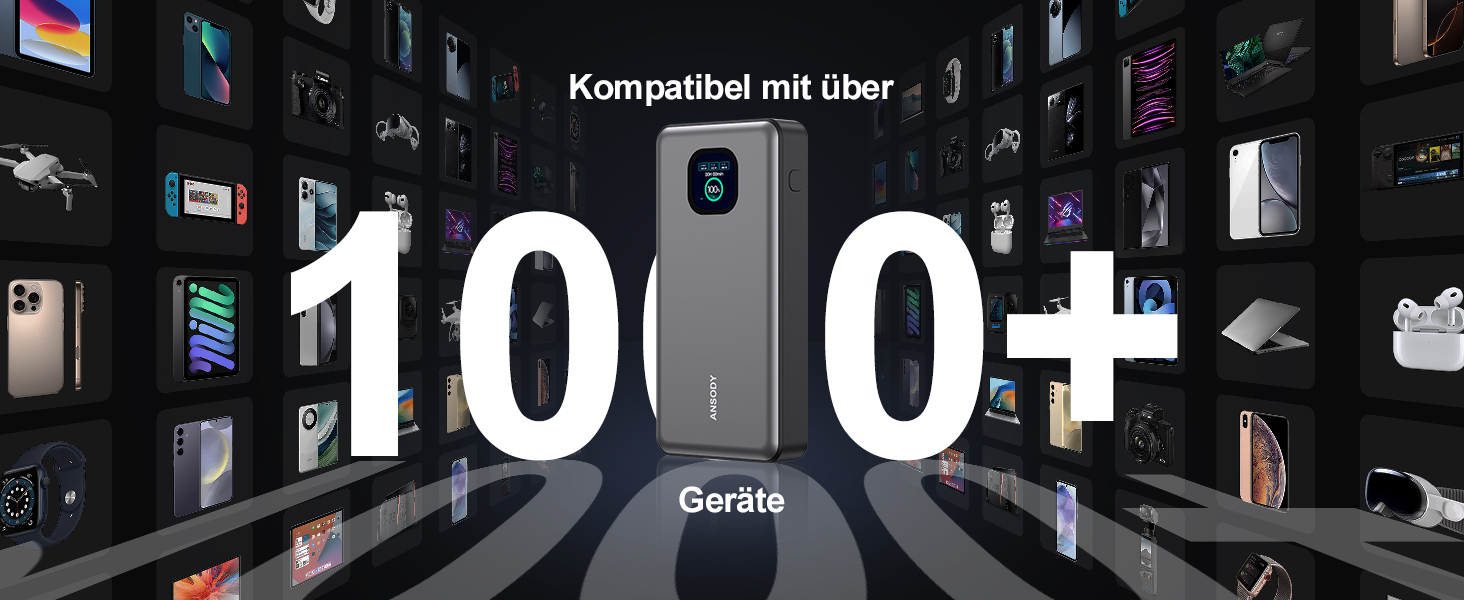 Power Bank 140W, 25000mAh з дисплеєм для ноутбука, MacBook, iPad, iPhone, Switch. Швидка зарядка PD3.1 (Сірий)