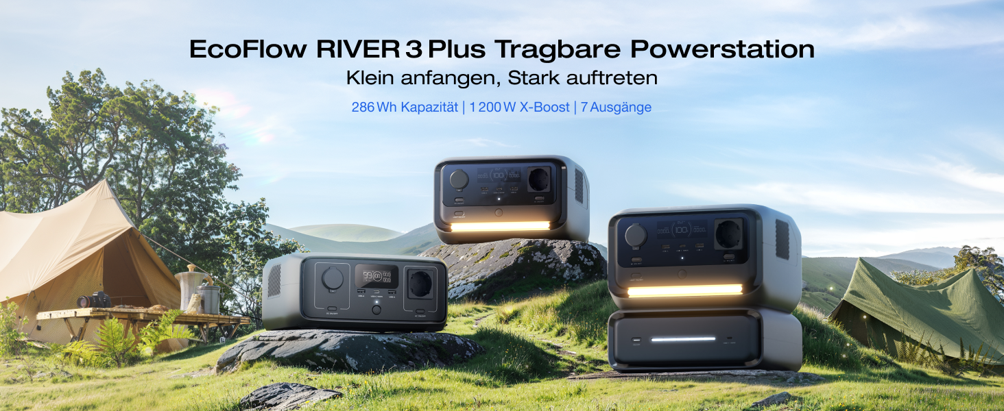 Портативна електростанція EcoFlow RIVER 3 Plus 245 Wh LFP, 600 W, GaN, UPS, для кемпінгу та ванів (відновлена)