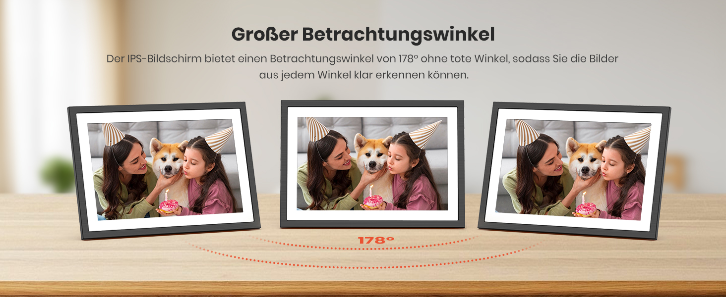 Цифровий фоторамка Frameo 10.1 дюймів: 64GB, 2K сенсорний екран, автоповорот, Frameo App