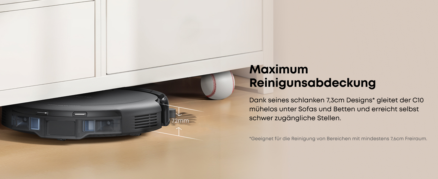 Робот-пилосос eufy C10 з автоматичною станцією самоочищення, 7,3 см, для прибирання килимів, з бічною щіткою для кутів, лазерна та інфрачервона навігація