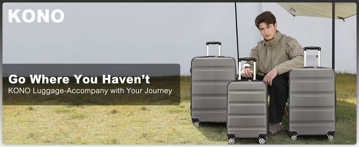 Валіза-тележка KONO, ручна поклажа, сіра (55x35x22 см) з TSA-замком та подвійними колесами