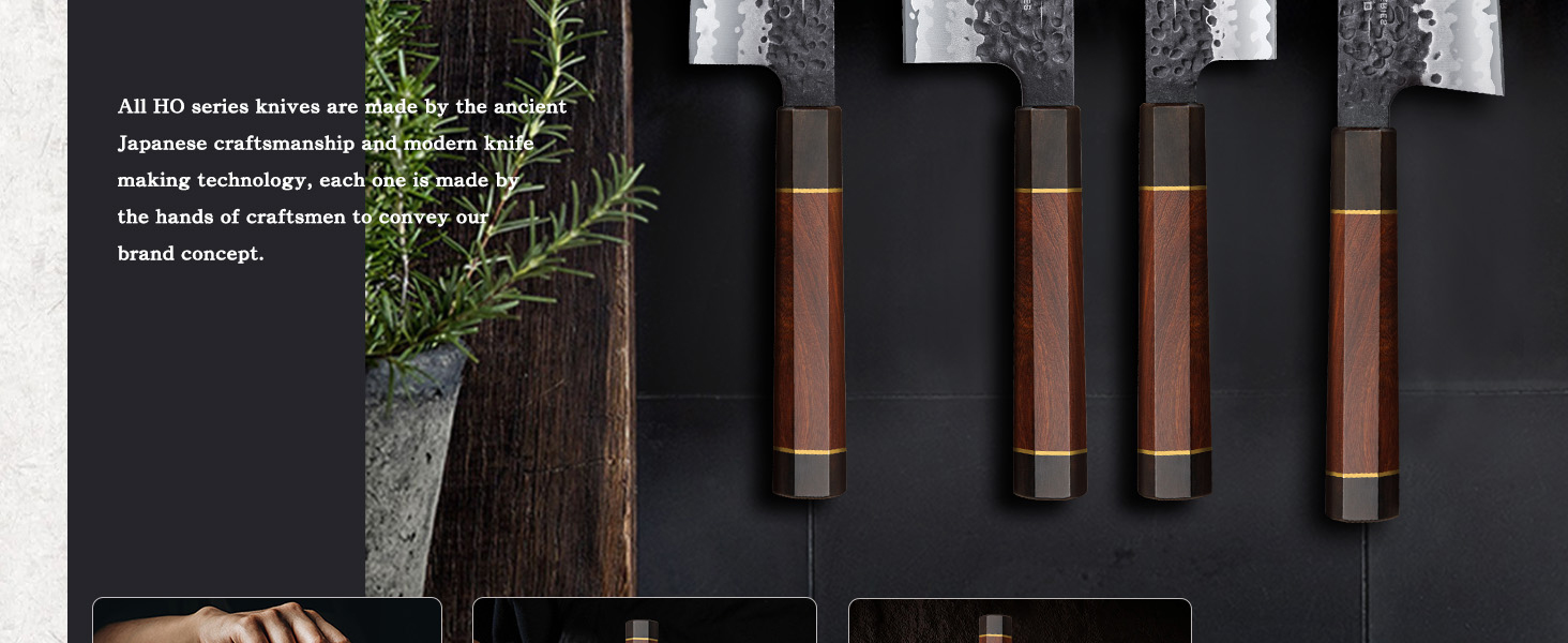 Японський ніж Santoku HOSHANHO 18 см, ручна робота, з високоякісної сталі, ергономічна ручка, подарункова коробка