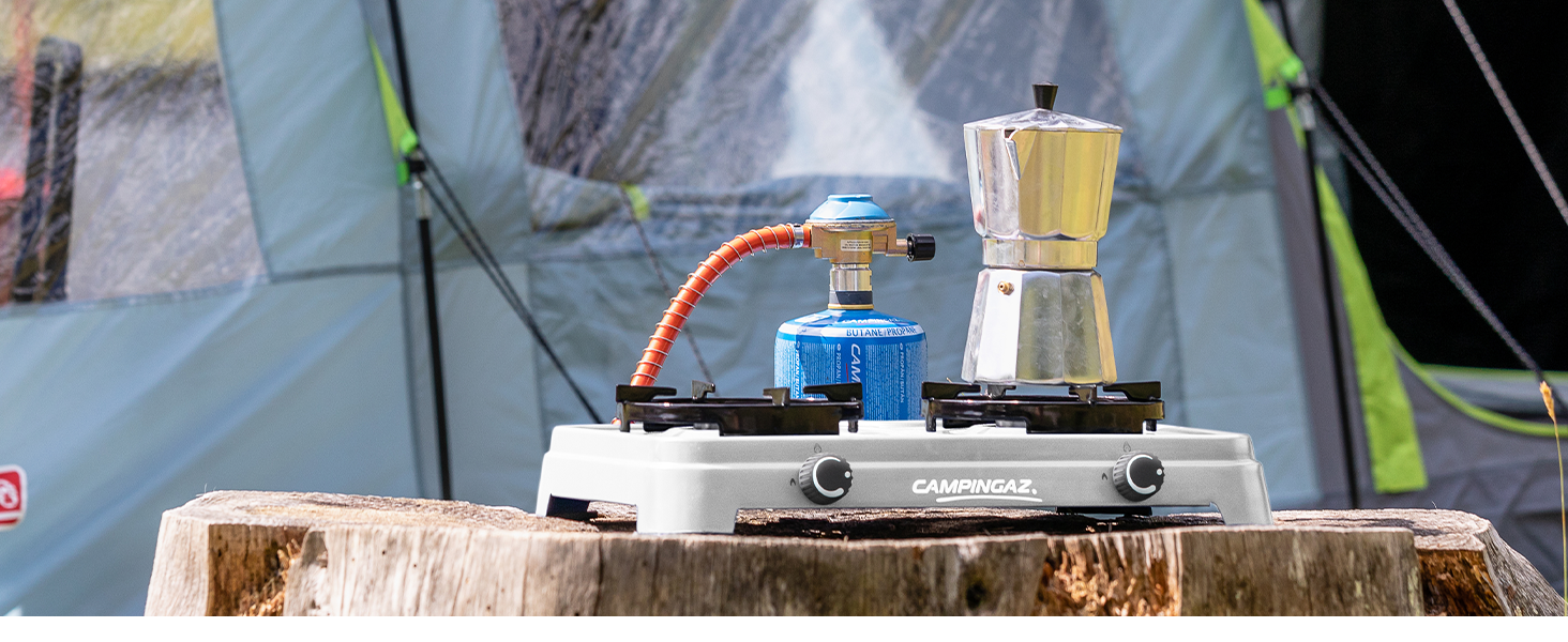 Газовий намет Campingaz Camping Cook CV - 2 конфорки, сірий, для кемпінгу, працює на картриджах