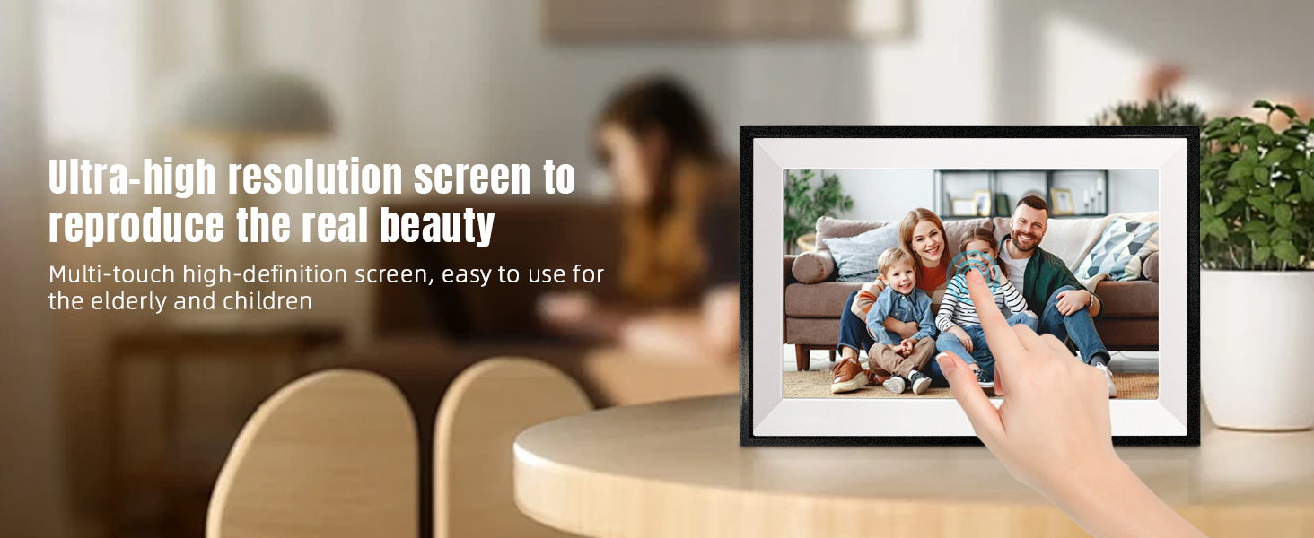 Цифровий фоторамка Aorpdd з Wi-Fi, 10.1 дюйма, HD IPS, сенсорний екран, 32GB, автоматичне обертання, Frameo App, чорний