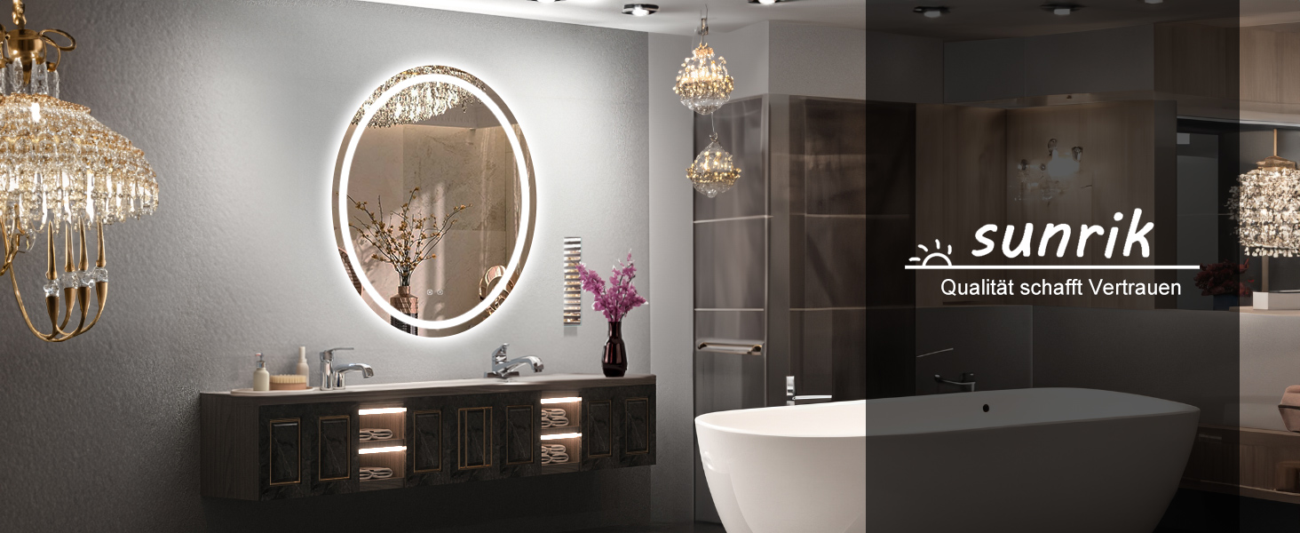 LED дзеркало для ванної кімнати 60x80 см, овальне з підсвічуванням, 3 кольори, регулювання яскравості, антизапарник