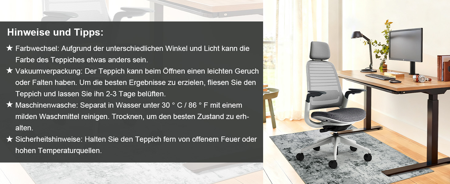 Килимок під стілець для твердої підлоги: захист від подряпин, антиковзання, 120x150 см, чорно-сірий