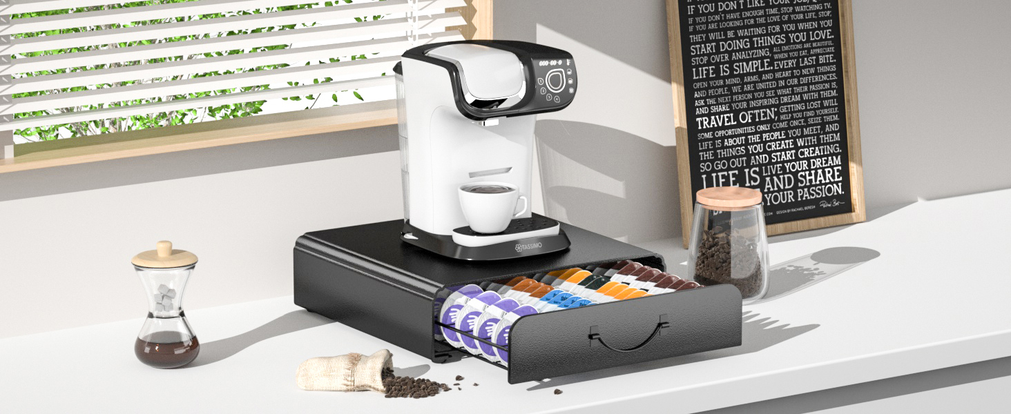 Тримач для капсул Tassimo на 64 шт, металевий органайзер для зберігання кавових капсул, штабельний диспенсер для кавомашини Tassimo, чорний