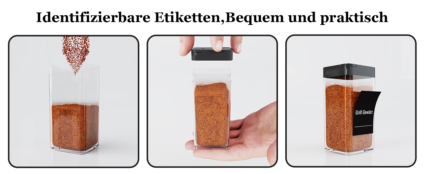 Набір кутових банок для спецій з кришкою, 32 шт по 120 мл, чорний, з дозатором та 120 етикетами