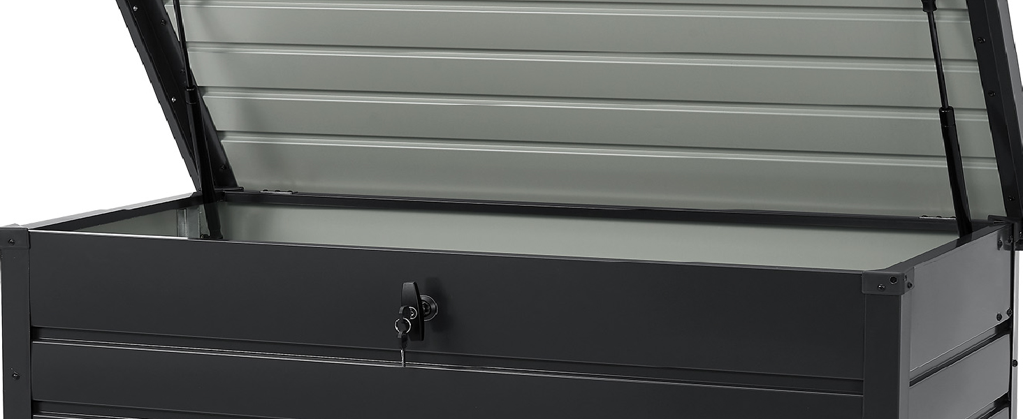 Ящик для зберігання вуличний Juskys Metall Limani 380л, водонепроникний, з замком, антрацит - для саду, подушок, меблів