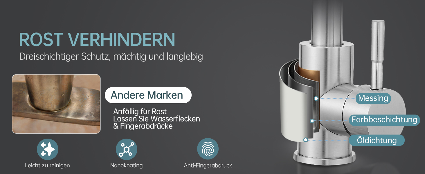 Змішувач для ванної кімнати Fransiton Bad Hoch, водозберігаючий настінний змішувач для раковини (нержавіюча сталь)