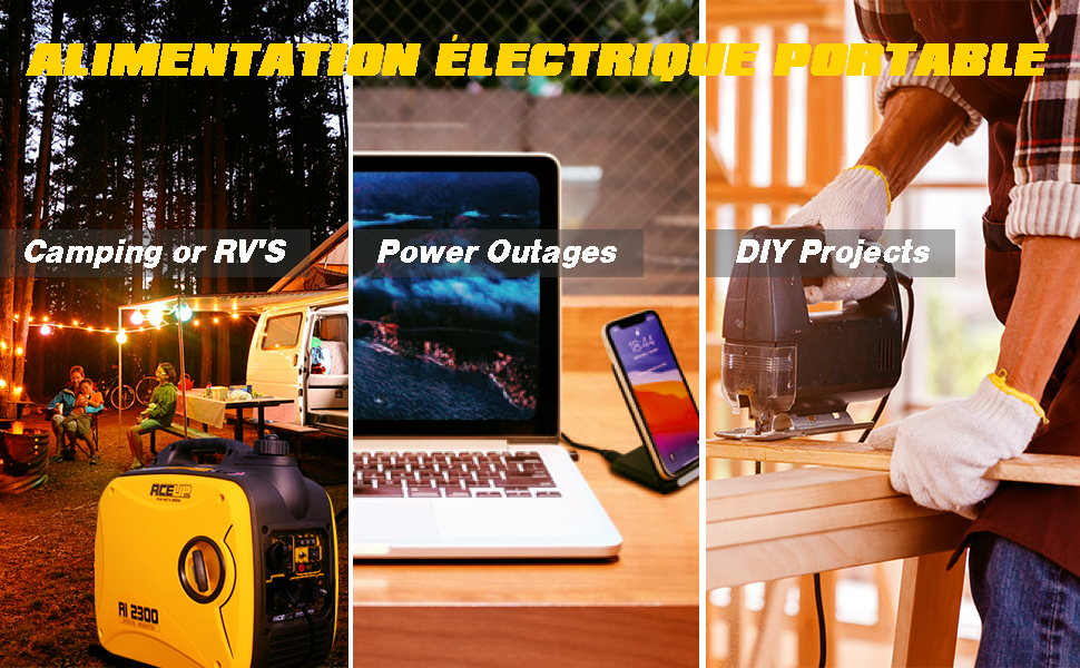 Інверторний генератор Aceup Energy 2000W: тихий бензиновий генератор з USB та 230V/12V розетками, 4-тактний двигун, 19,8 кг