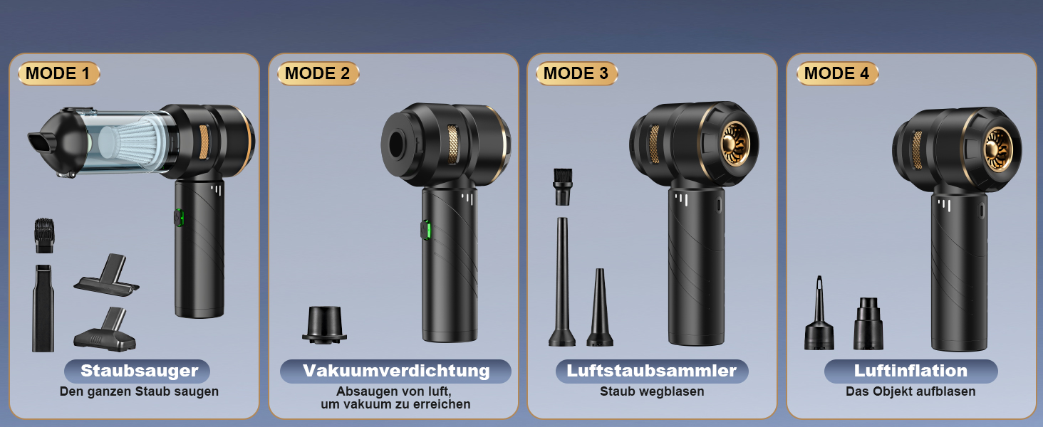 Акумуляторний ручний пилосос 4-в-1 для авто та дому, потужність 28000Па, бездротовий пилосос для прибирання шерсті тварин, кухні та офісу