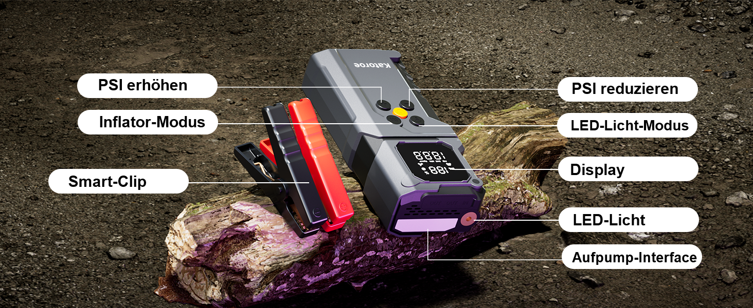 Powerbank Starthilfe 4000A: Зарядний пристрій для авто, SUV та мотоциклів з LED ліхтариком