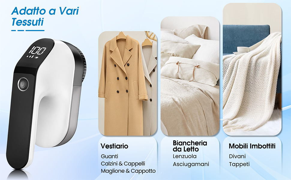 Електричний видалення ворсу Maxtachi: бездротовий пристрій для одягу з 3 швидкостями, 6-клинковий насадка, LED-дисплей, чорний