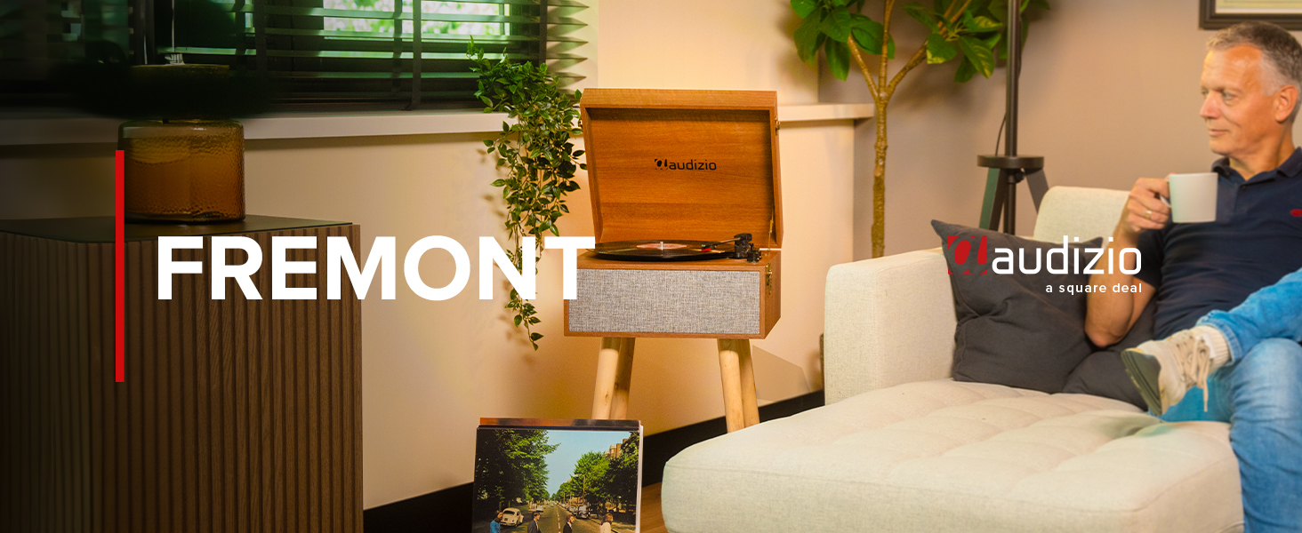 Вініловий програвач Fremont Retro з Bluetooth, вбудованими динаміками, підставкою, для платівок 7, 10, 12 дюймів, дерев'яний корпус, коричневий