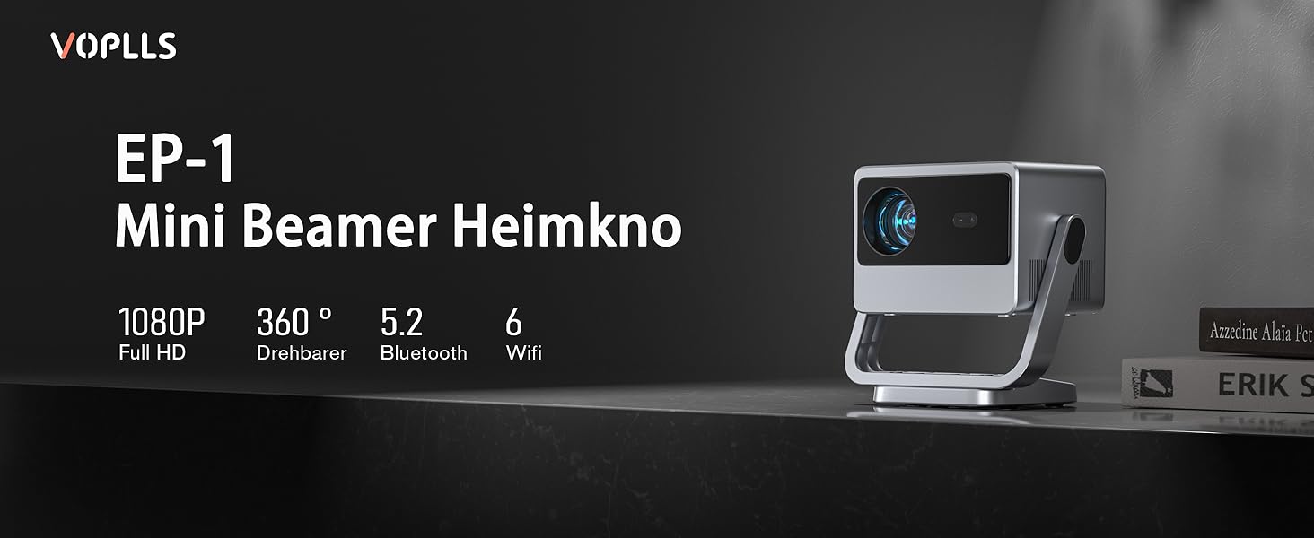 Проектор VOPLLS B-21000L 4K з автофокусом та корекцією трапецеїдальних спотворень, 28000 люмен, WiFi6, Bluetooth, Dolby Audio, Full HD 1080P, для дому та вулиці