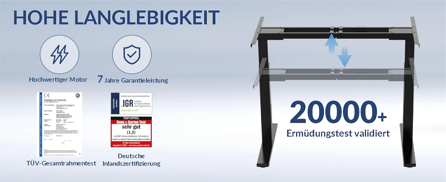 Електричний столик для роботи з регулюванням висоти ALLDREI, 2 мотори, Type-C порт, 4 пам'яті, телескопічний, чорний