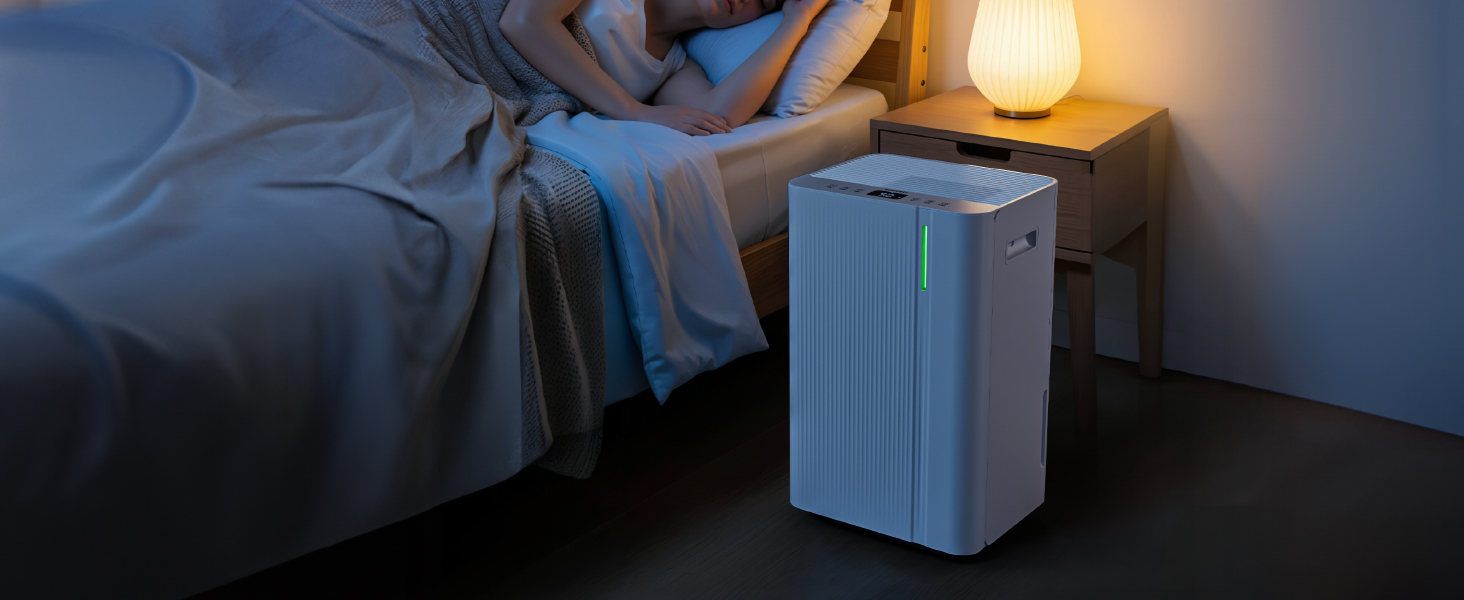 EUHOMY Електричний осушувач повітря 20л/день, для підвалу з відведенням води, тихий, з таймером та авторозморожуванням, для квартири 50м² та 150м³