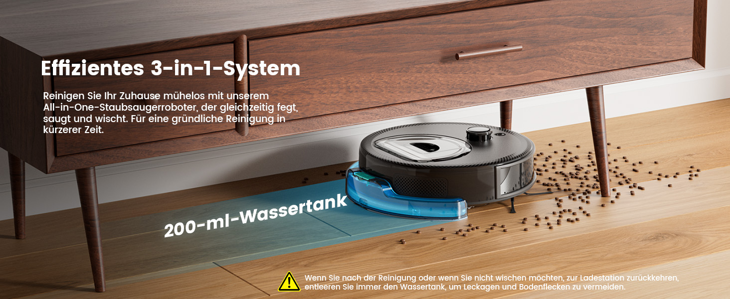 Робот-пилосос LEFANT M330 Pro з функцією миття, 3-в-1, 5000Pa, лазерна навігація, уникнення перешкод PSD, керування через додаток та голосовий помічник, чорний