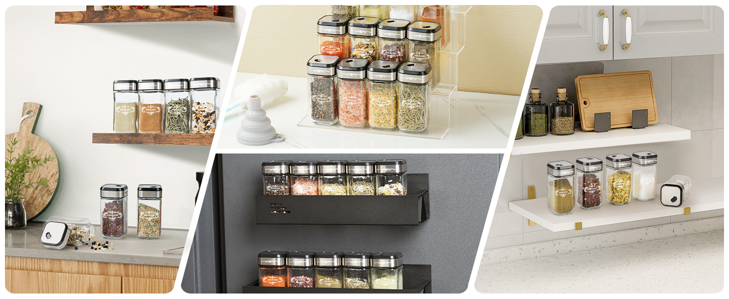 Набір скляних банок для спецій з дерев'яними кришками з акації, 24 шт. (120 мл)