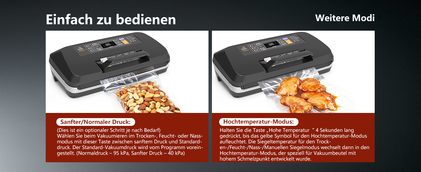 Вакууматор для продуктів 12-в-1, вакуумний пакувальник з подвійним швом, вбудованим різаком та лотком для збору рідини, 95кПа, чорний