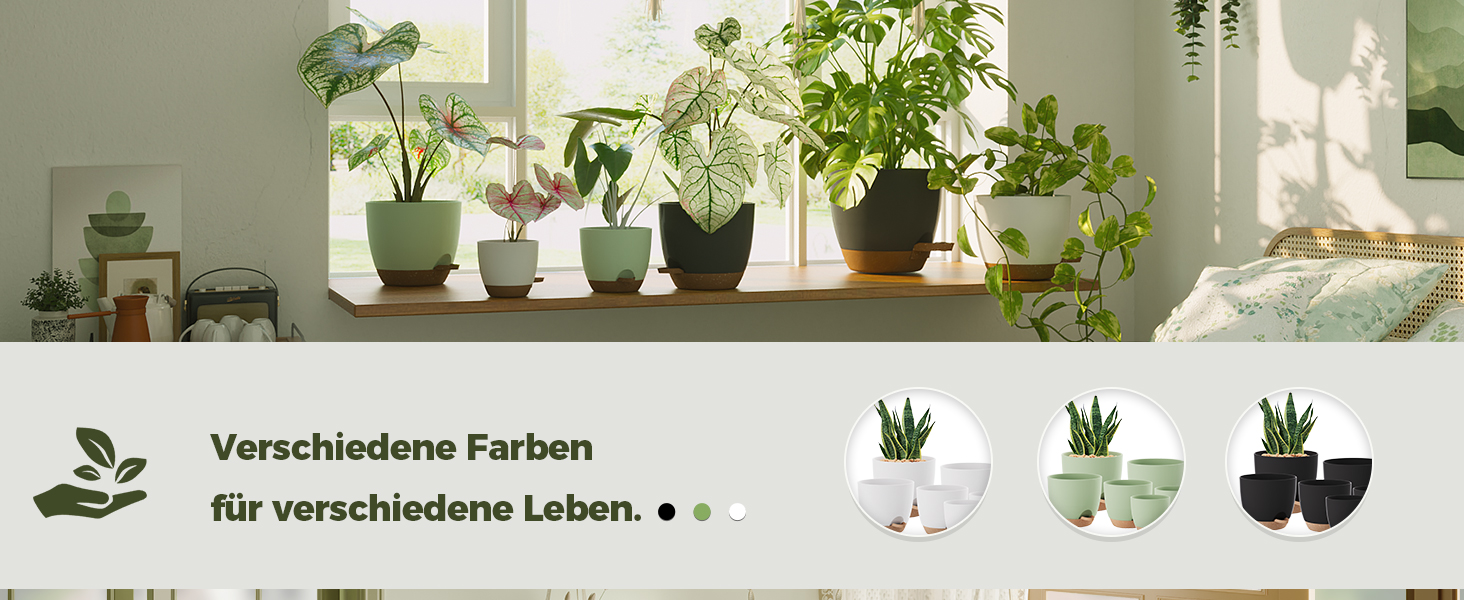 Набір горщиків для квітів Bamworld 6 шт. з автополивом, 12.7-20.3 см, з підставкою, для кімнатних рослин та розсади