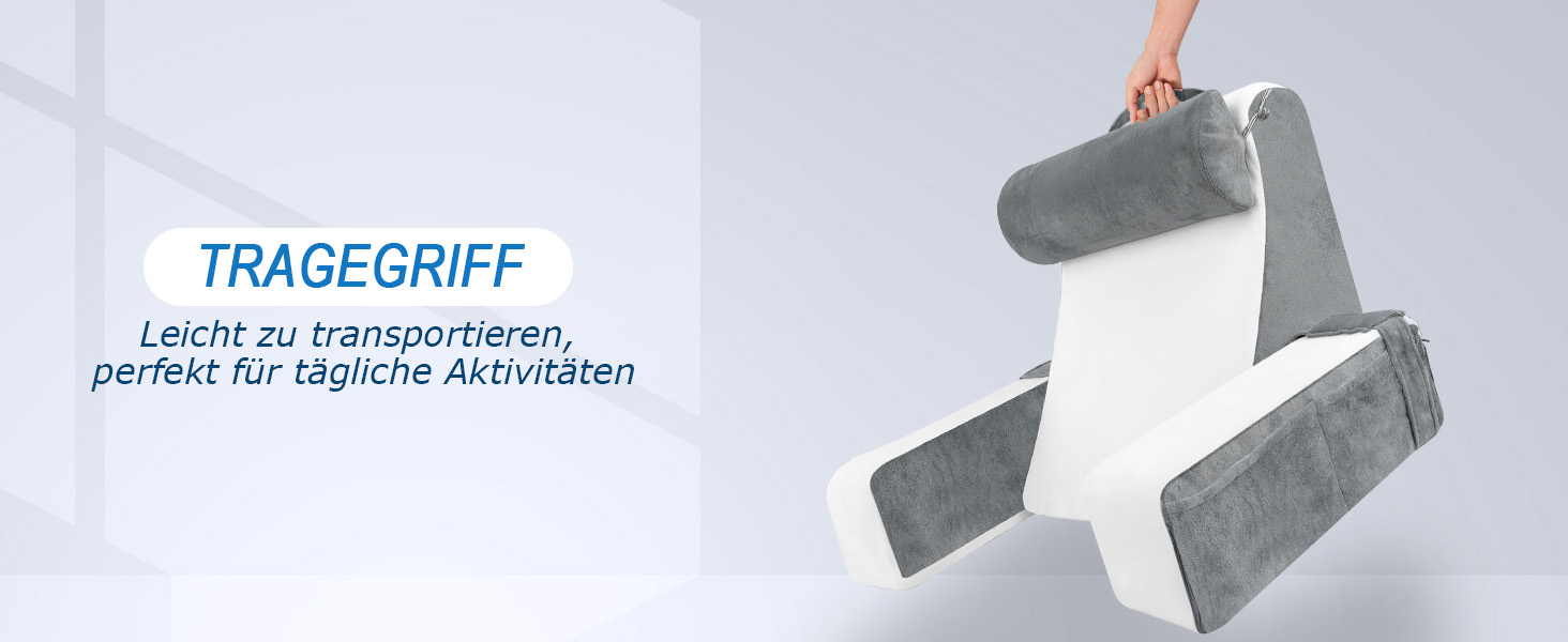 HOMCA Подушка для читання та відпочинку в ліжко та на диван з знімною подушкою для шиї та підлокітником, подушка для спини, настінна подушка, багатофункціональна подушка-клиновид для читання, роботи та перегляду телевізора (36x40x48 см)