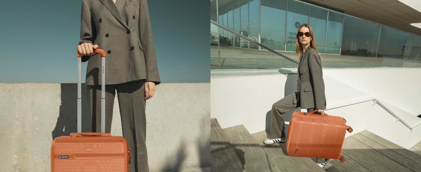 Набір валіз NUMADA Upfly T10 3 шт. (55x40x20, 66x44x26, косметичка). ABS, помаранчевий