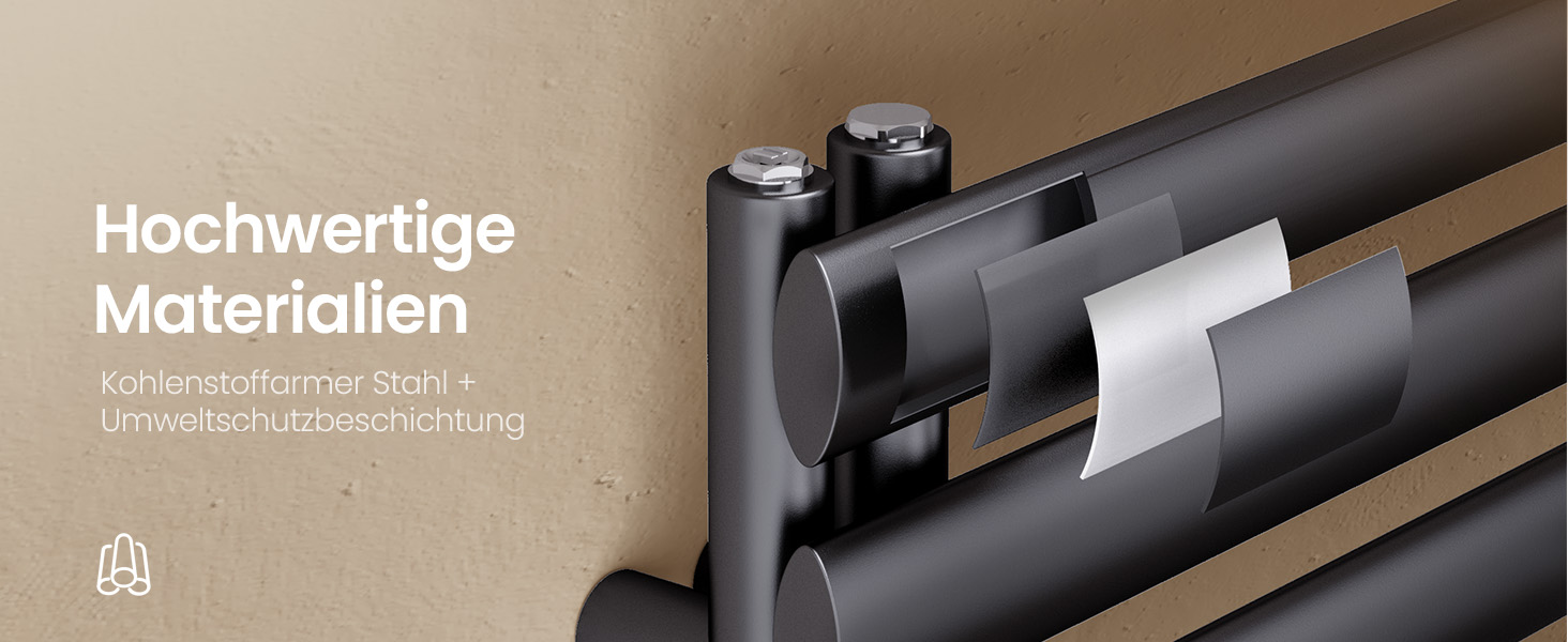 Овальний електричний рушникосушар EMKE 1120x400 мм, антрацит, 408 Вт