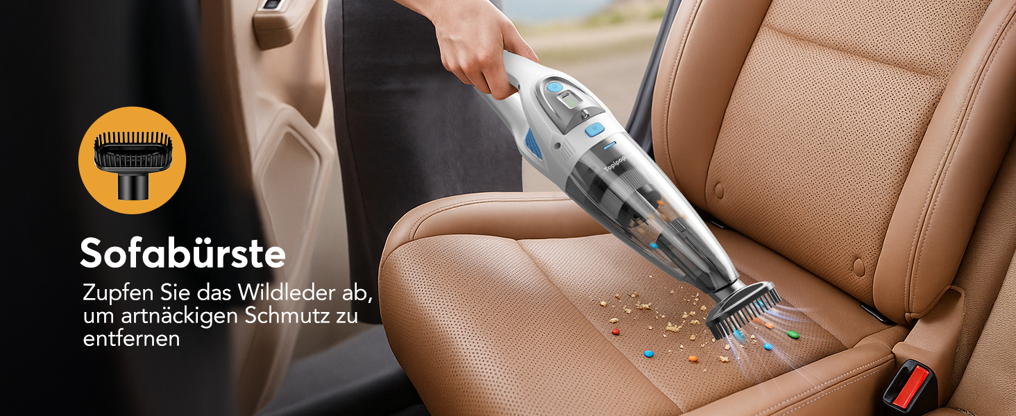 Акумуляторний ручний пилосос для авто та дому, 25000Па, бездротовий з HEPA-фільтром та набором насадок, білий