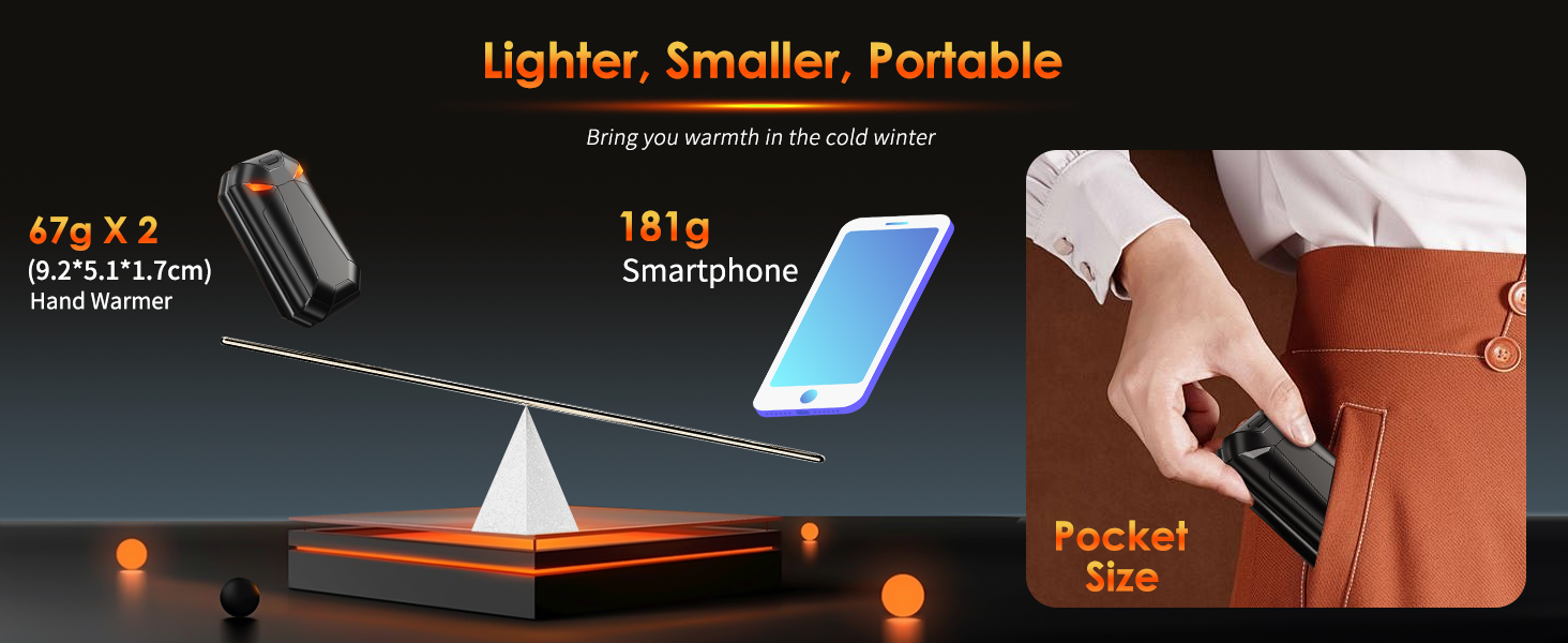 Електричні грілки для рук YAZDEKY 2 шт. - подарунок для чоловіків, 6000mAh, акумуляторні, чорні