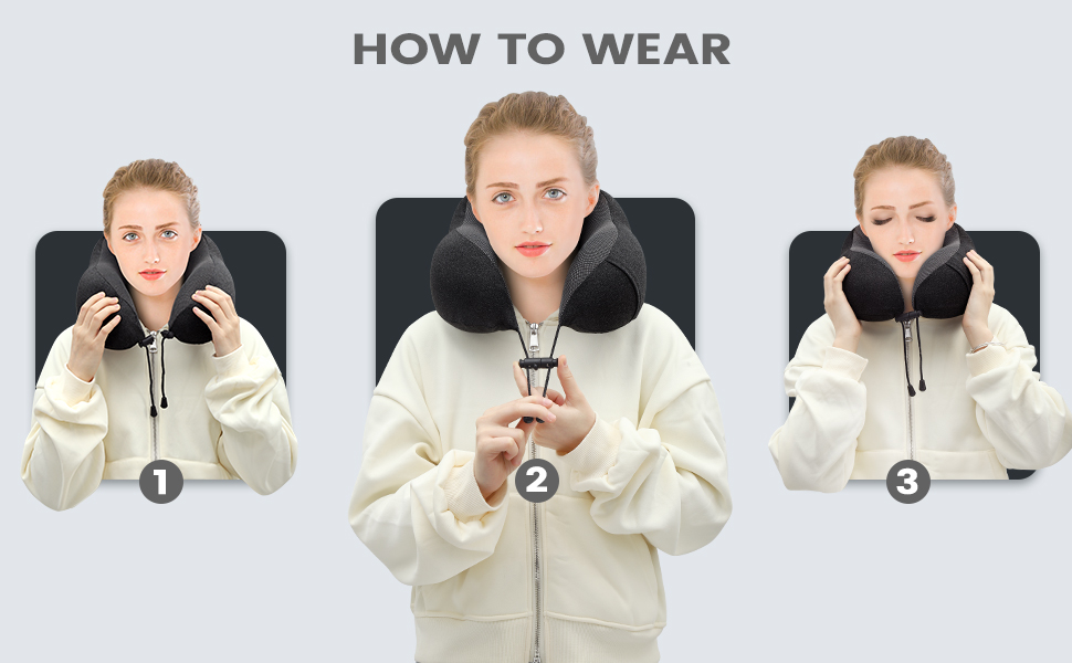 Подорожня подушка під шию з ефектом пам'яті (Memory Foam) для літака та авто, чорна, з 3D-маскою для сну та берушами