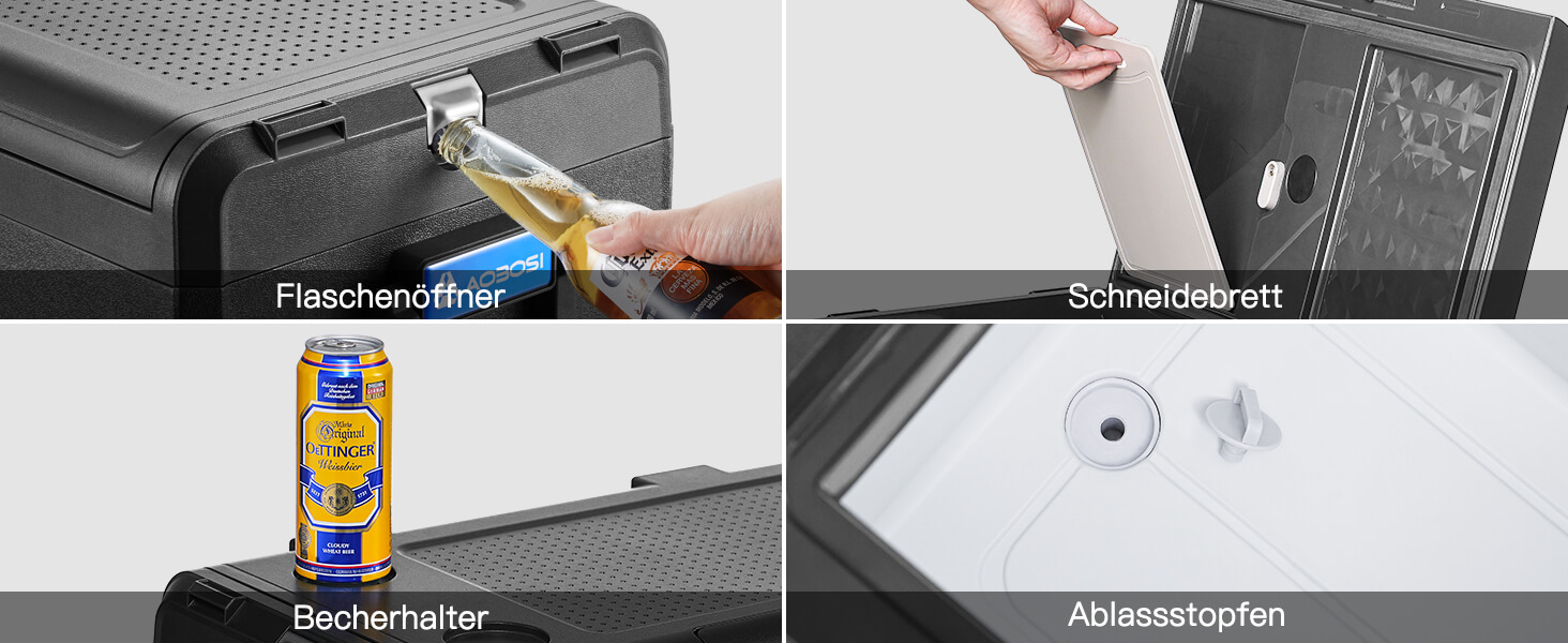 Автомобільний компресорний холодильник AAOBOSI 58L (-20°C/+20°C) з USB, 12/24V/230V для авто, вантажівок, човнів, кемпінгу та риболовлі, чорний