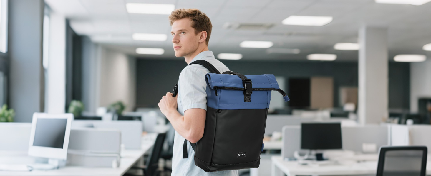 Водонепроникний рюкзак для ноутбука Rolltop (18-25 л), чорний, розмір L (30x13x48 см)
