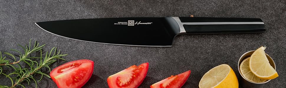 Набір ножів 14 предметів з бруском, кухонний набір ножів з дерев'яним бруском, ножі з німецької сталі X50CrMoV15 (кухонний ніж, сантоку, ніж для стейка, ніж для чищення, ножиці)