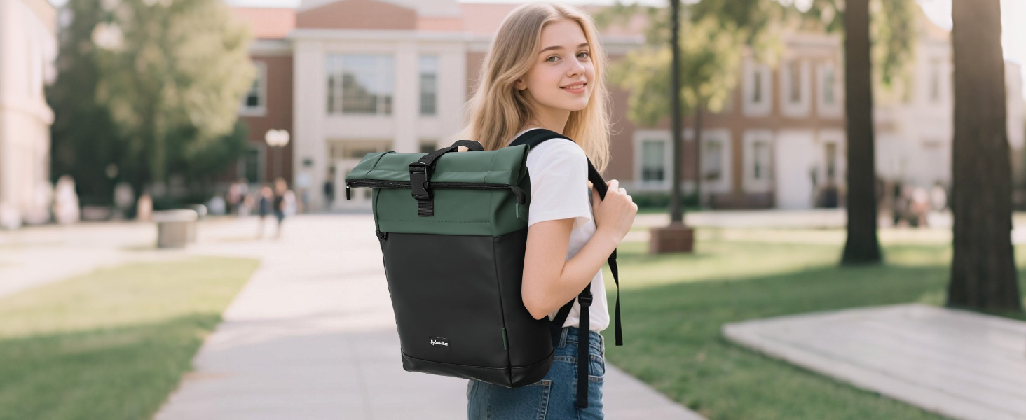 Водонепроникний рюкзак для ноутбука Rolltop (18-25 л), чорний, розмір L (30x13x48 см)