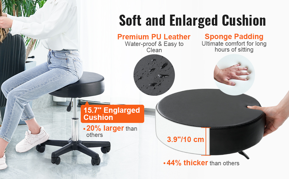 Сідло-стілець VEVOR 500x500x460 мм, регульована висота 460-605 мм, вантажопідйомність 181 кг, для офісу, стоматології, салонів, лабораторій