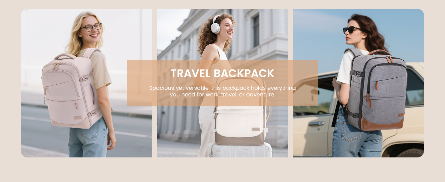 Рюкзак для ручної поклажі LOVEVOOK 40L, сірий/рожевий, для ноутбука 17.3