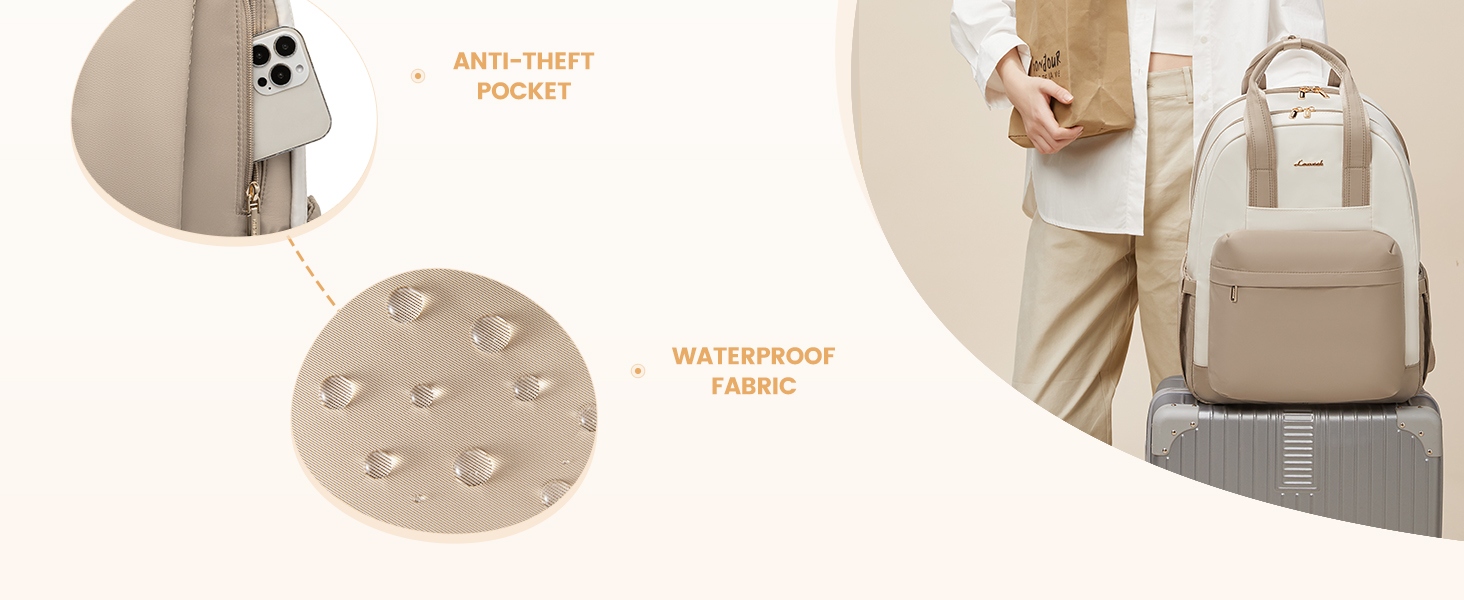 LOVEVOOK Рюкзак для жінок, 15.6 дюймів, рюкзак для школи, дівиччий рюкзак з відділенням для ноутбука, водонепроникний, для подорожей, роботи, навчання, рюкзак для університету, офісу, відпочинку, 15.6 дюймів, 1 світло-зелено-бежевий