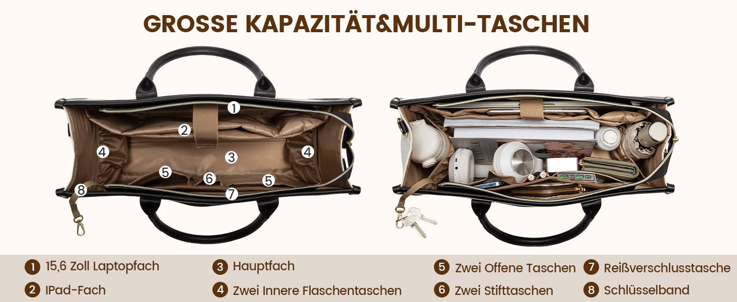 Сумка для ноутбука LOVEVOOK, 17 дюймів, чорно-бежева: водонепроникна, для роботи, навчання, офісу, універсітету, з відділенням для ноутбука