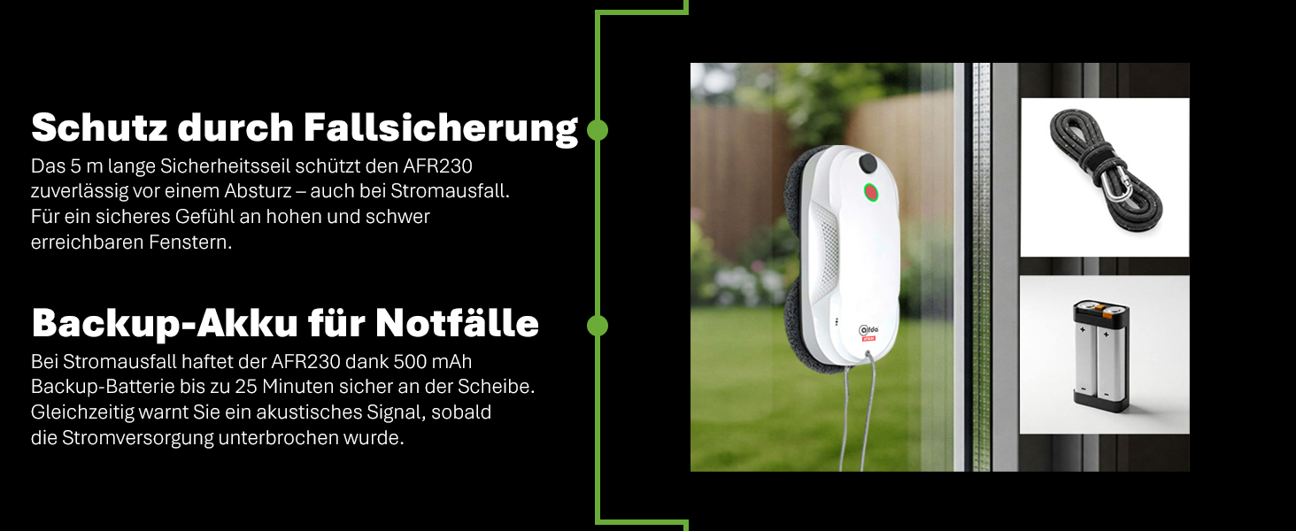 Робот для миття вікон AFR230 з подвійним розпиленням, інтелектуальною навігацією та пультом дистанційного керування, для внутрішніх та зовнішніх вікон, об'єм бака 60 мл, сумка для зберігання, 8 ганчірок