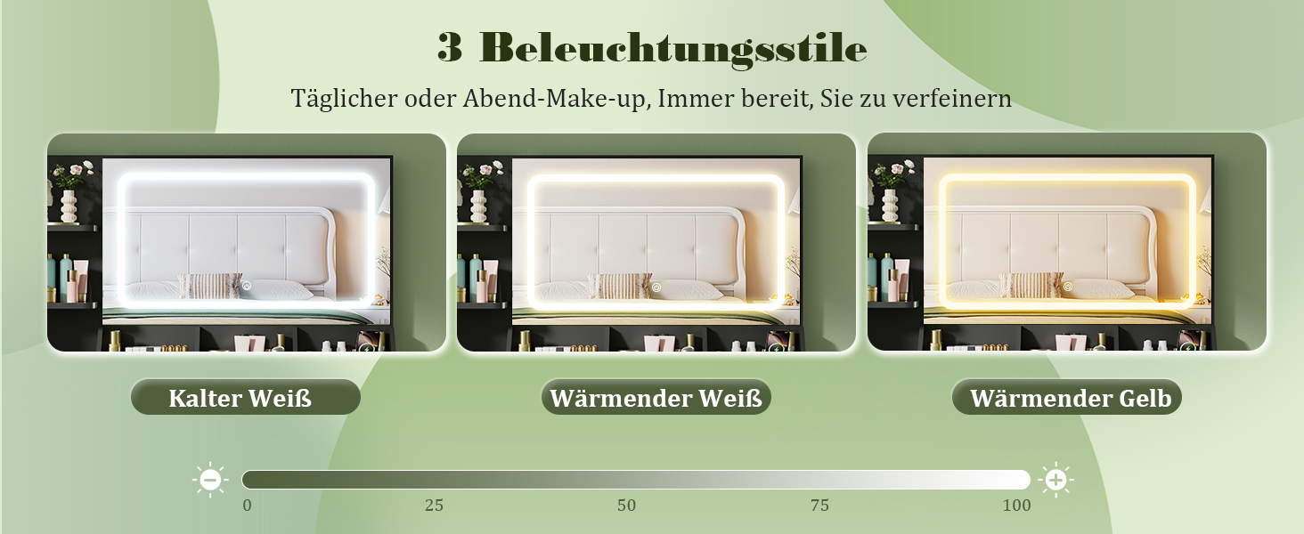 Дзеркальний столик для макіяжу Devoko з LED-підсвічуванням та пуфом, кутовий туалетний столик з розеткою, 5 ящиків, відкриті полиці, тримач для фену, для спальні (Білий) (Чорний)