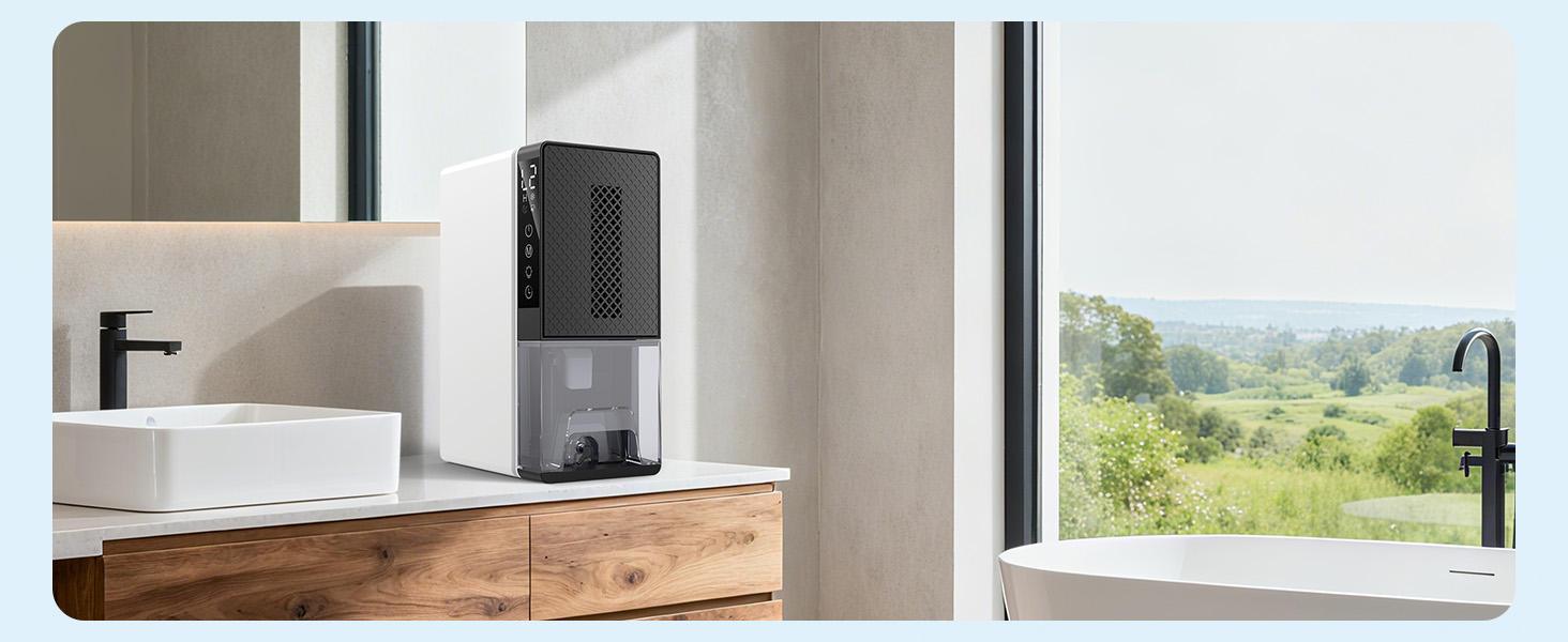 Електричний осушувач повітря для дому: кімнатний осушувач з функцією відтавання, таймером та режимом сну. Підходить для спальні, підвалу, ванної кімнати, кемпера. Середній розмір